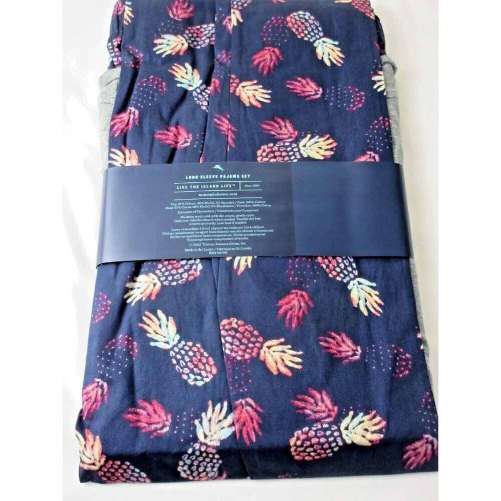 Tommy Bahama Men's Long Sleeve Island Life 2 Piece PJ set Navy Blue Grey NEW - Picture 3 of 5